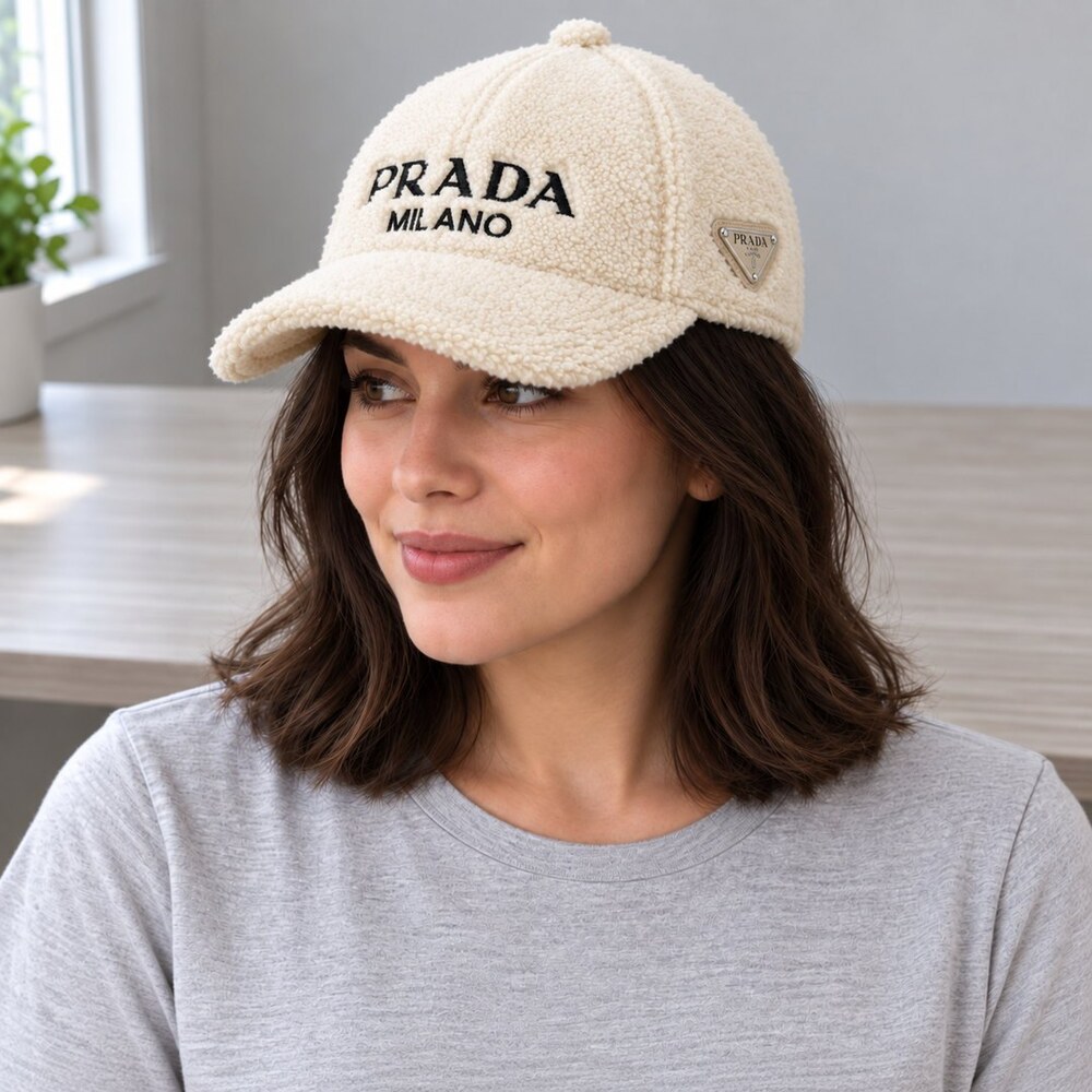 Prada Ivory Textured Logo Baseball Cap - Picture 2 of 6